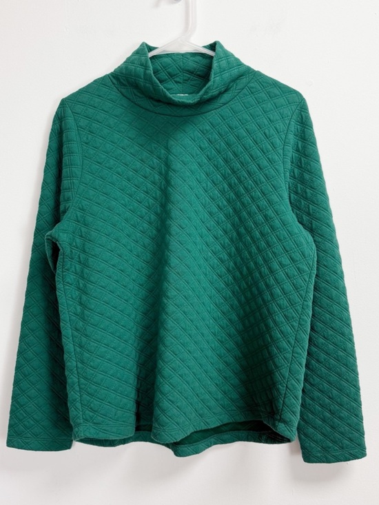 J. Crew Tops - J Crew Mockneck Pullover Quilted Top Womens Medium Green Long Sleeve FLAW